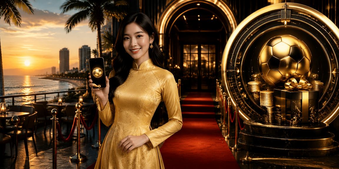 Người phụ nữ áo dài Vũng Tàu tham gia cá cược bóng đá trực tuyến bên bờ biển
